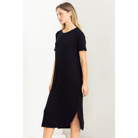 Soft T Shirt Dress in Black